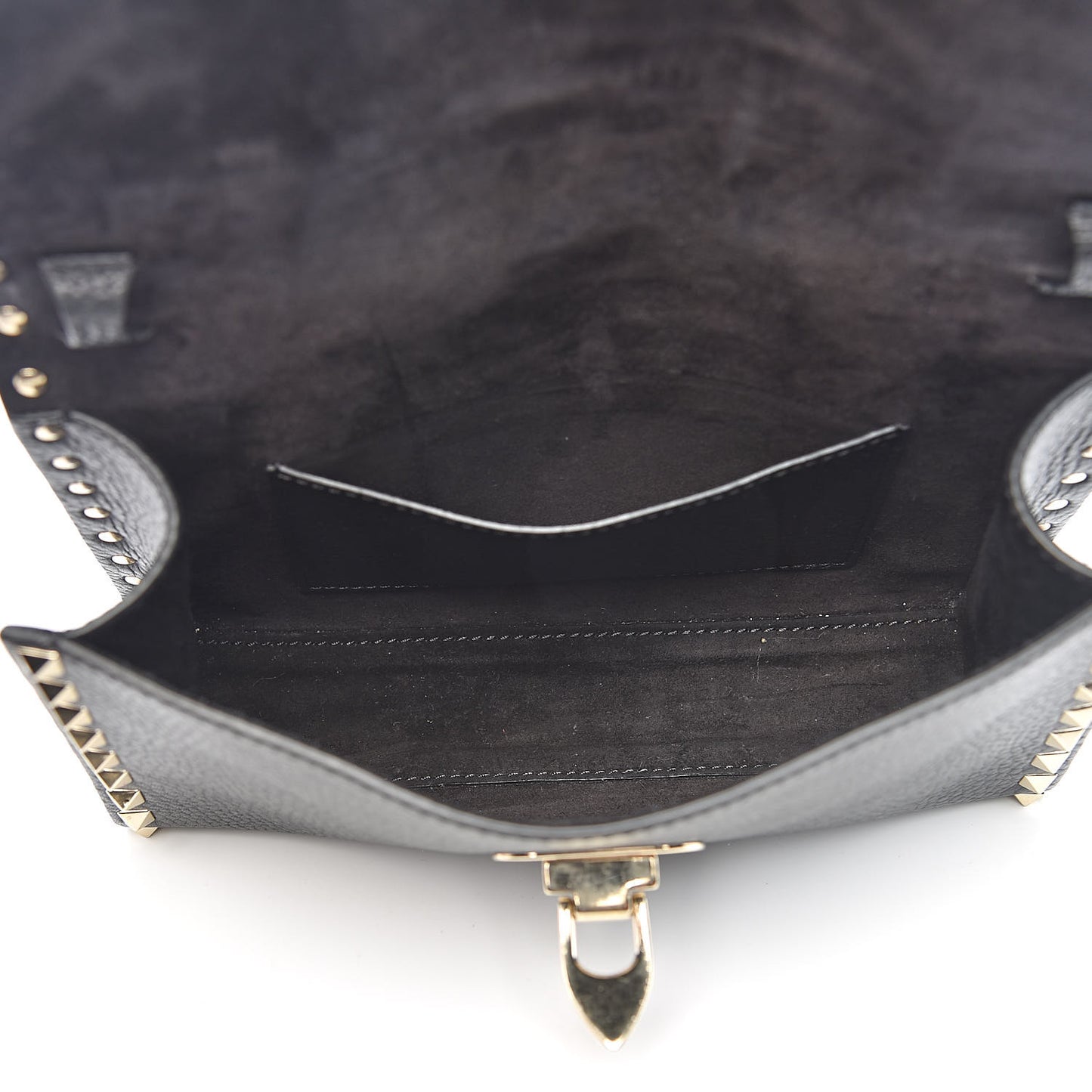 Pebbled Calfskin Medium Rockstud Flip Lock Crossbody Bag Black