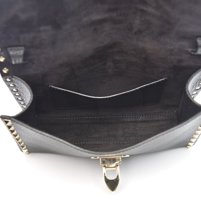Valentino Garavani Pebbled Calfskin Medium Rockstud Flip Lock Crossbody Bag Black 5 of 9