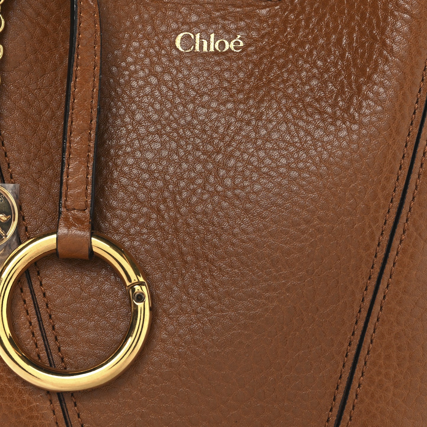 Grained Calfskin Small Spin Tote Clay Brown