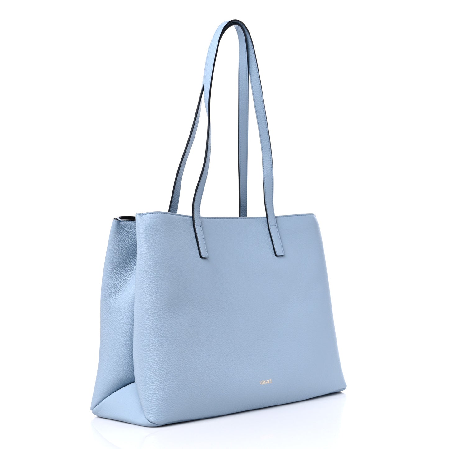 Grained Calfskin Virtus V Tote Light Blue
