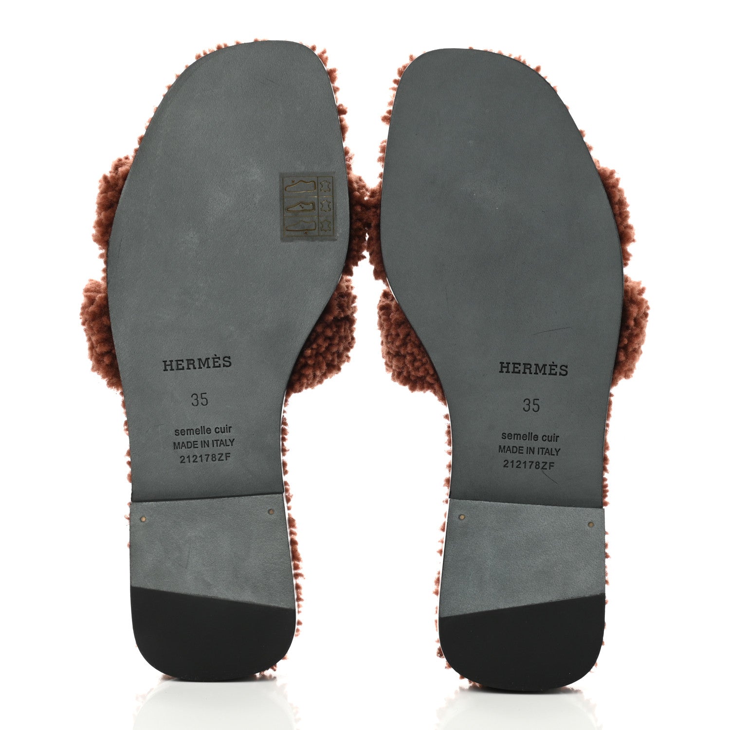 Hermes Woolskin Oran Sandals 35 Cognac 5 of 8