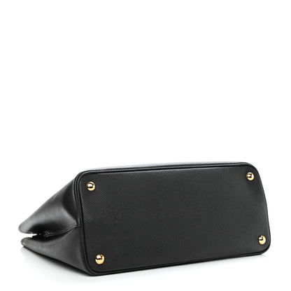 Prada Saffiano Cuir Medium Double Bag Black Fuoco 4 of 14