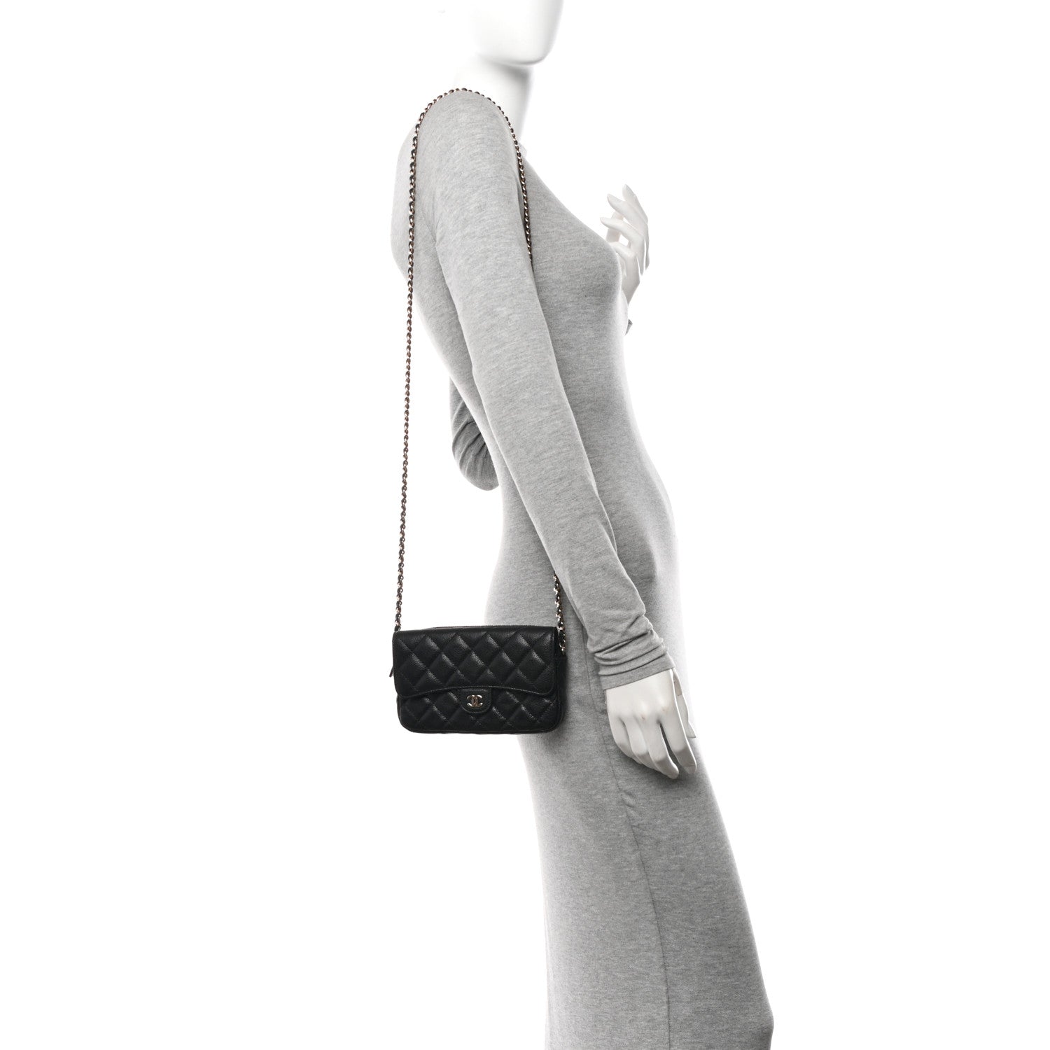 Chanel Caviar Quilted Flap Phone Holder With Chain Black 3 of 12