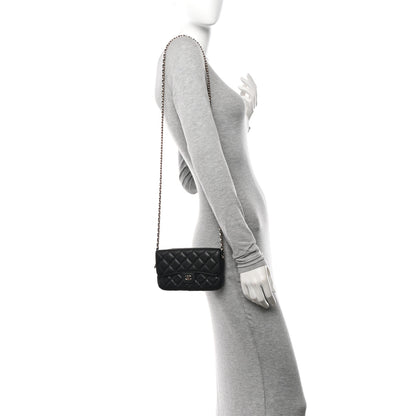 Chanel Caviar Quilted Flap Phone Holder With Chain Black 3 of 12