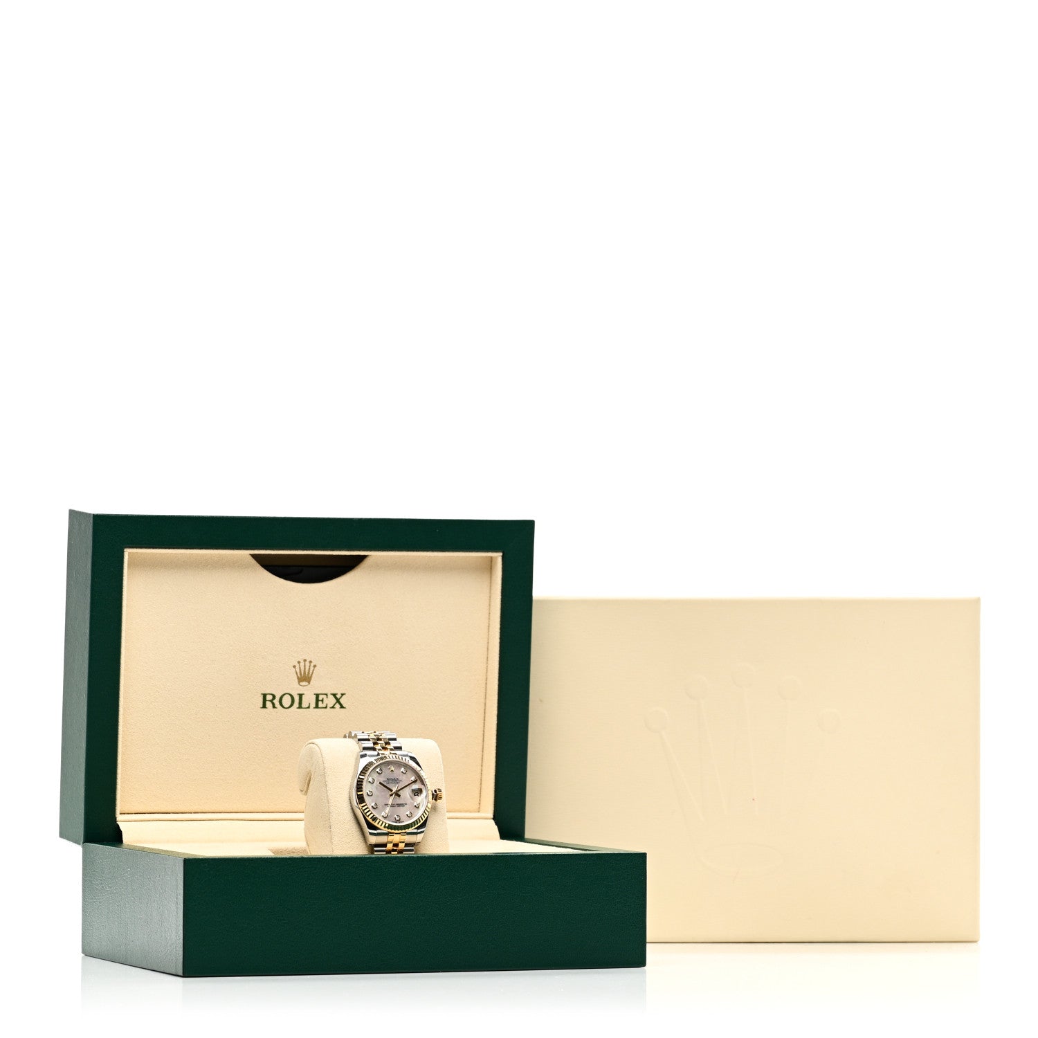 Rolex Stainless Steel 18K Yellow Gold Diamond Mother of Pearl 31mm Oyster Perpetual Datejust Watch 178273 5 of 5