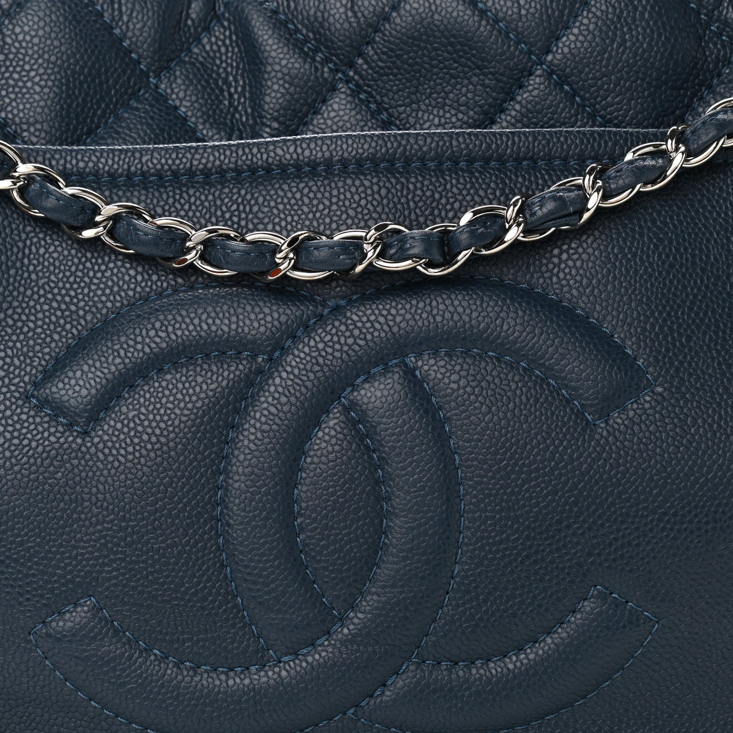 Caviar Timeless CC Soft Tote Navy Blue