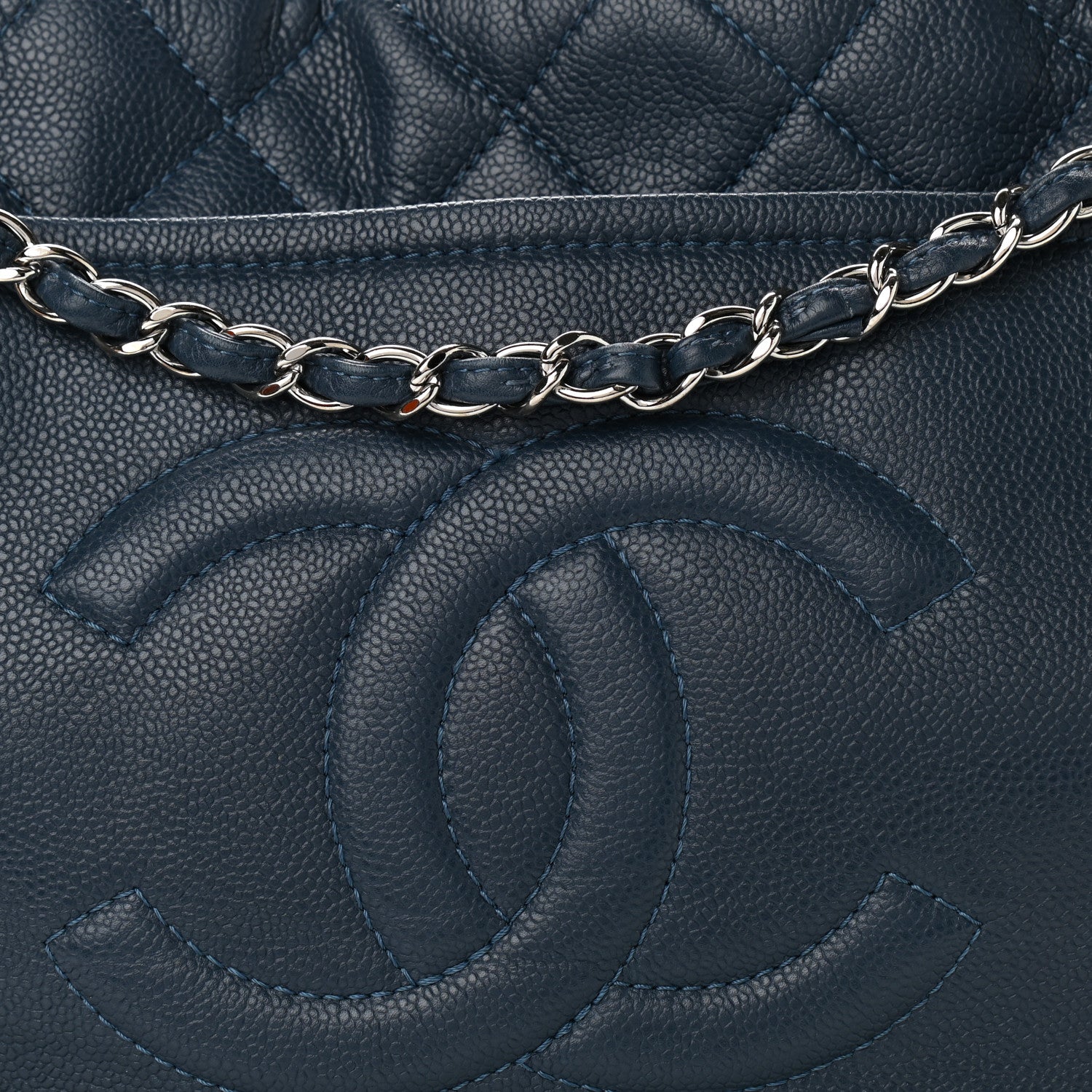 Chanel Caviar Timeless CC Soft Tote Navy Blue 8 of 10