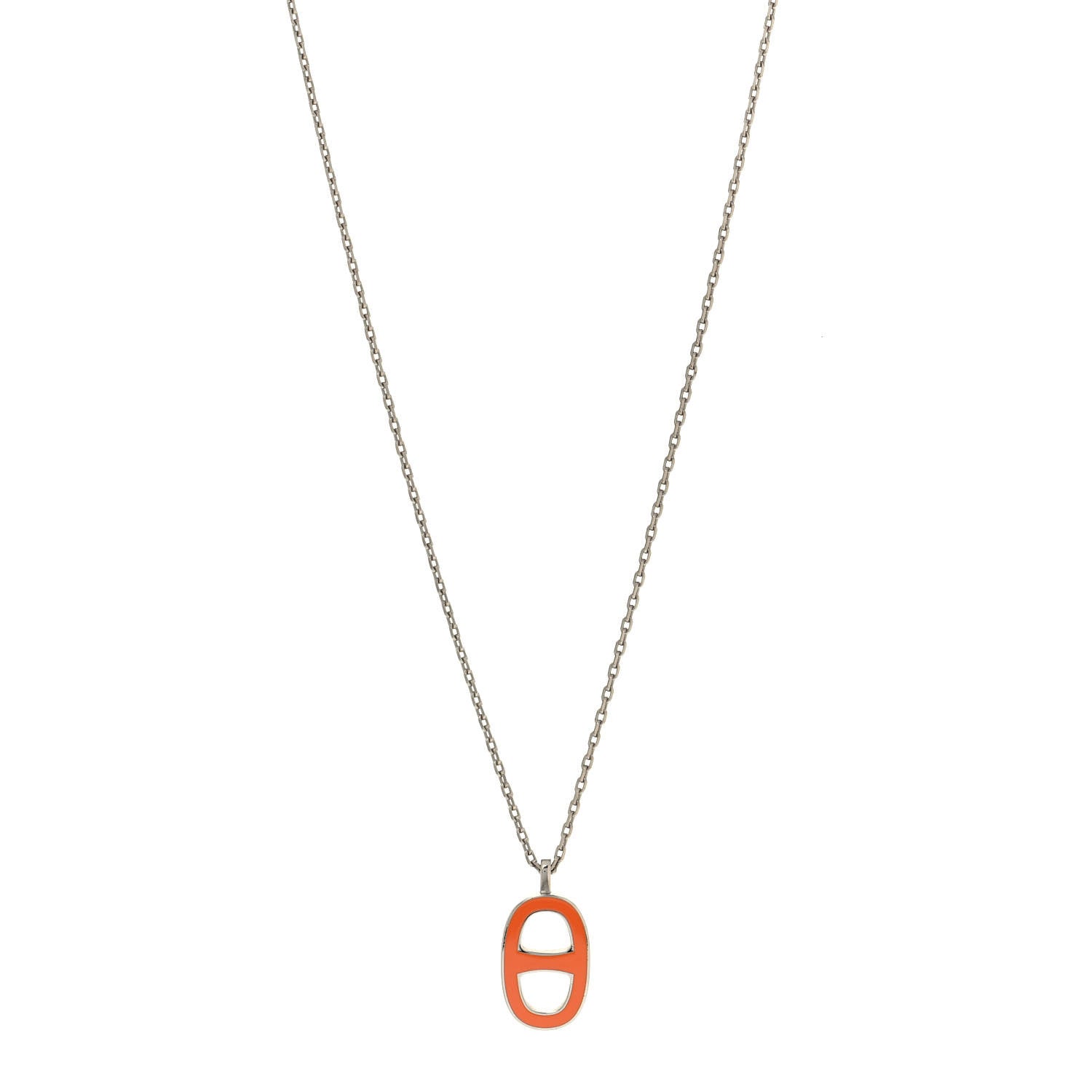 Hermes Lacquered Iliade Pendant Necklace Dark Orange 1 of 4
