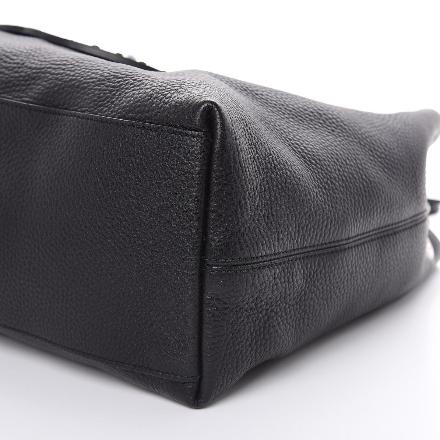 Pebbled Calfskin Studded Medium Soho Chain Shoulder Bag Black