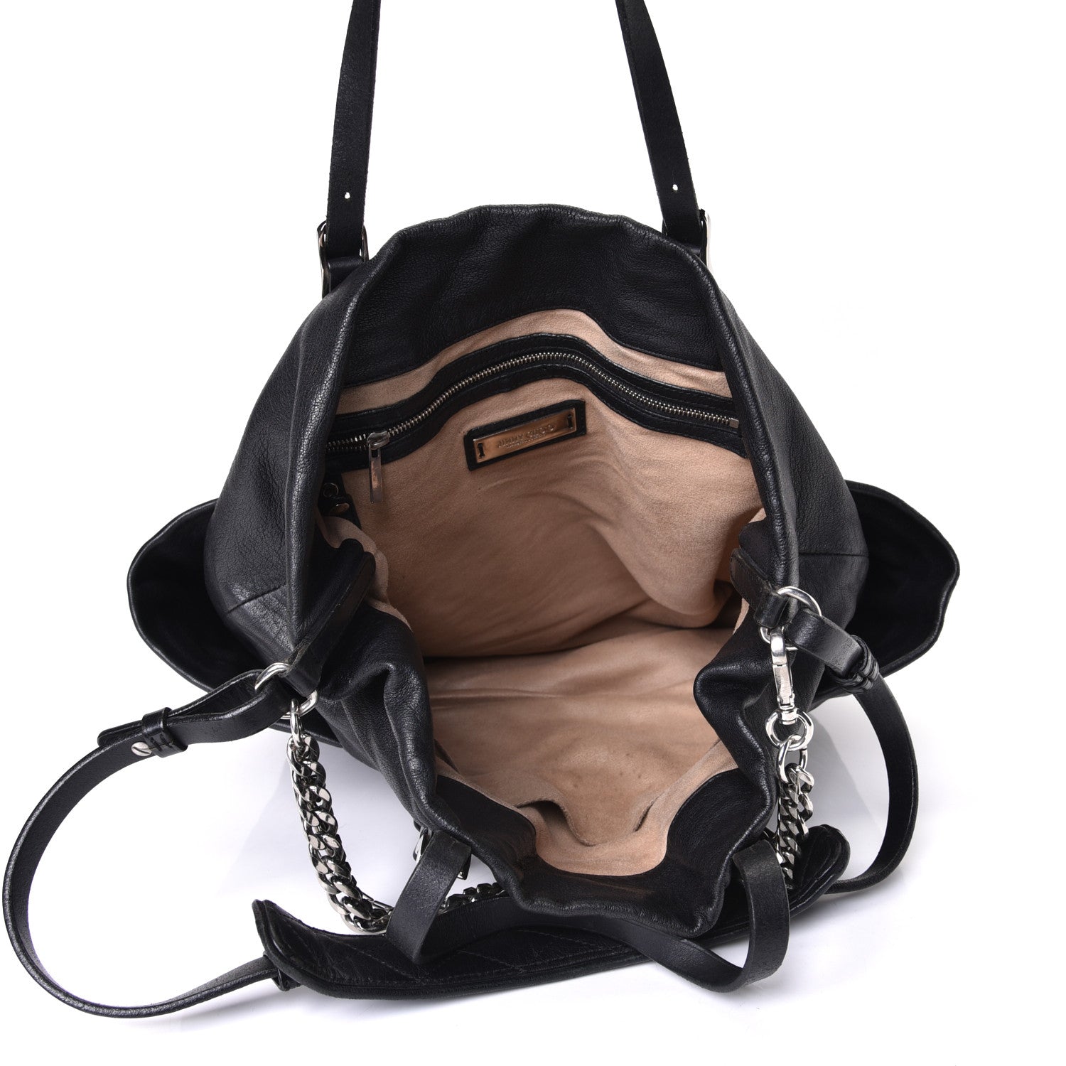 Jimmy Choo Lambskin Chain Embellished Blare Tote Black 7 of 12
