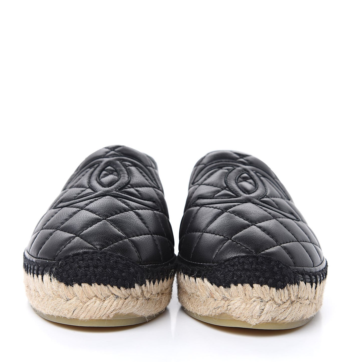 Lambskin Quilted CC Espadrilles 36 Black