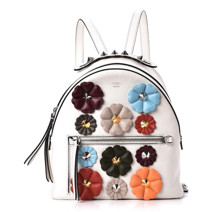 Fendi Vitello Century Nappa Flowerland Studded Mini Backpack White Ice Multicolor 1 of 7