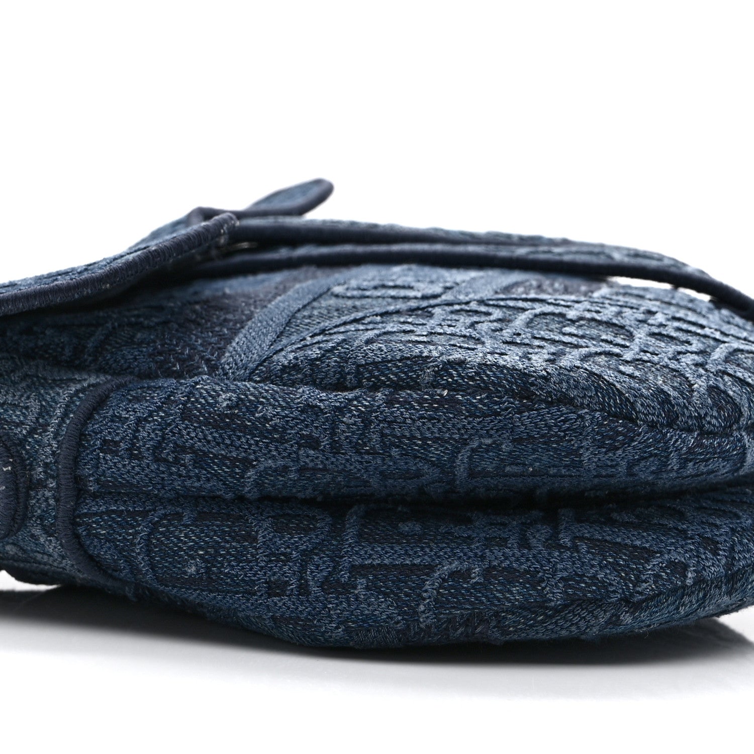 Christian Dior Oblique Embroidered Saddle Bag Denim Blue 9 of 10