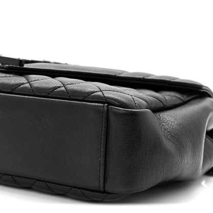 Saint Laurent Sheepskin Mixed Matelasse Triquilt Medium Monogram Monochrome College Bag Black 10 of 11
