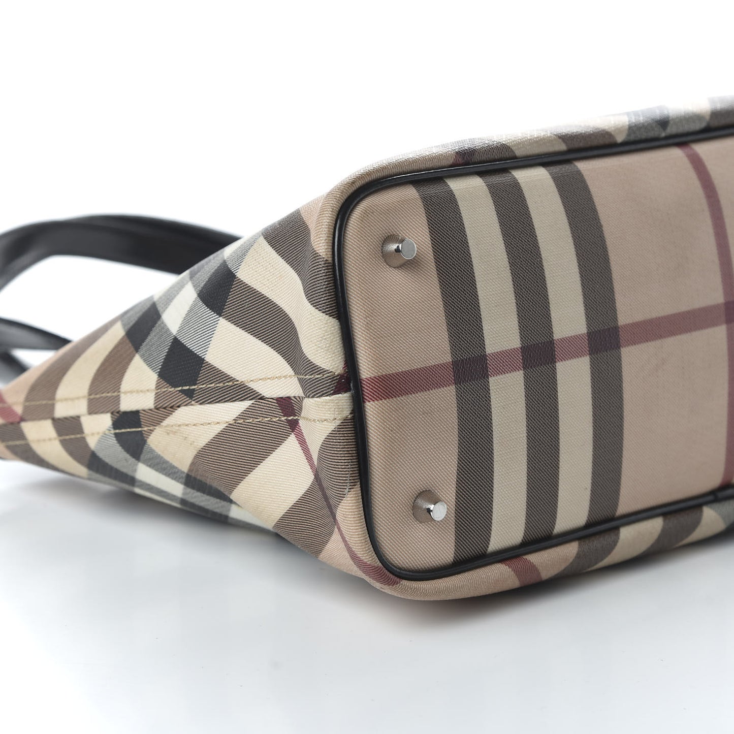 Patent Trim Nova Check Shopper Tote Black