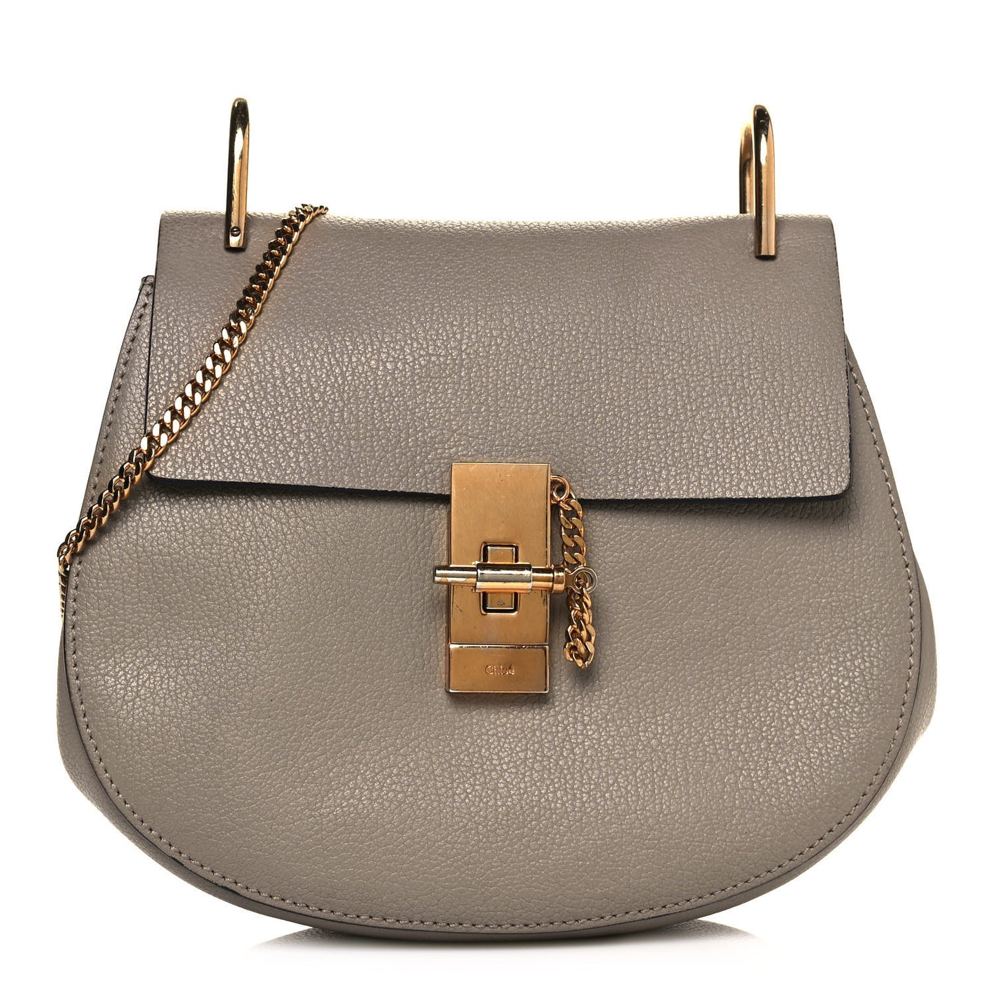 Grained Lambskin Drew Shoulder Bag Motty Grey