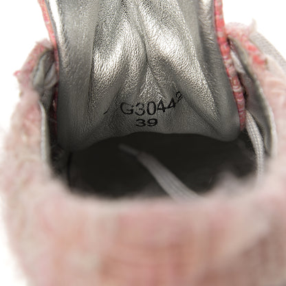 Chanel Tweed Suede Calfskin Sneakers 39 Silver Pink 7 of 11