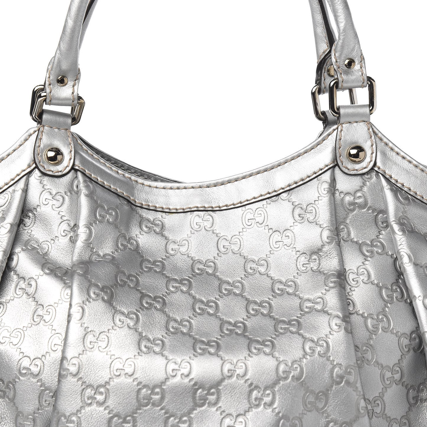 Guccissima Large Sukey Tote Silver
