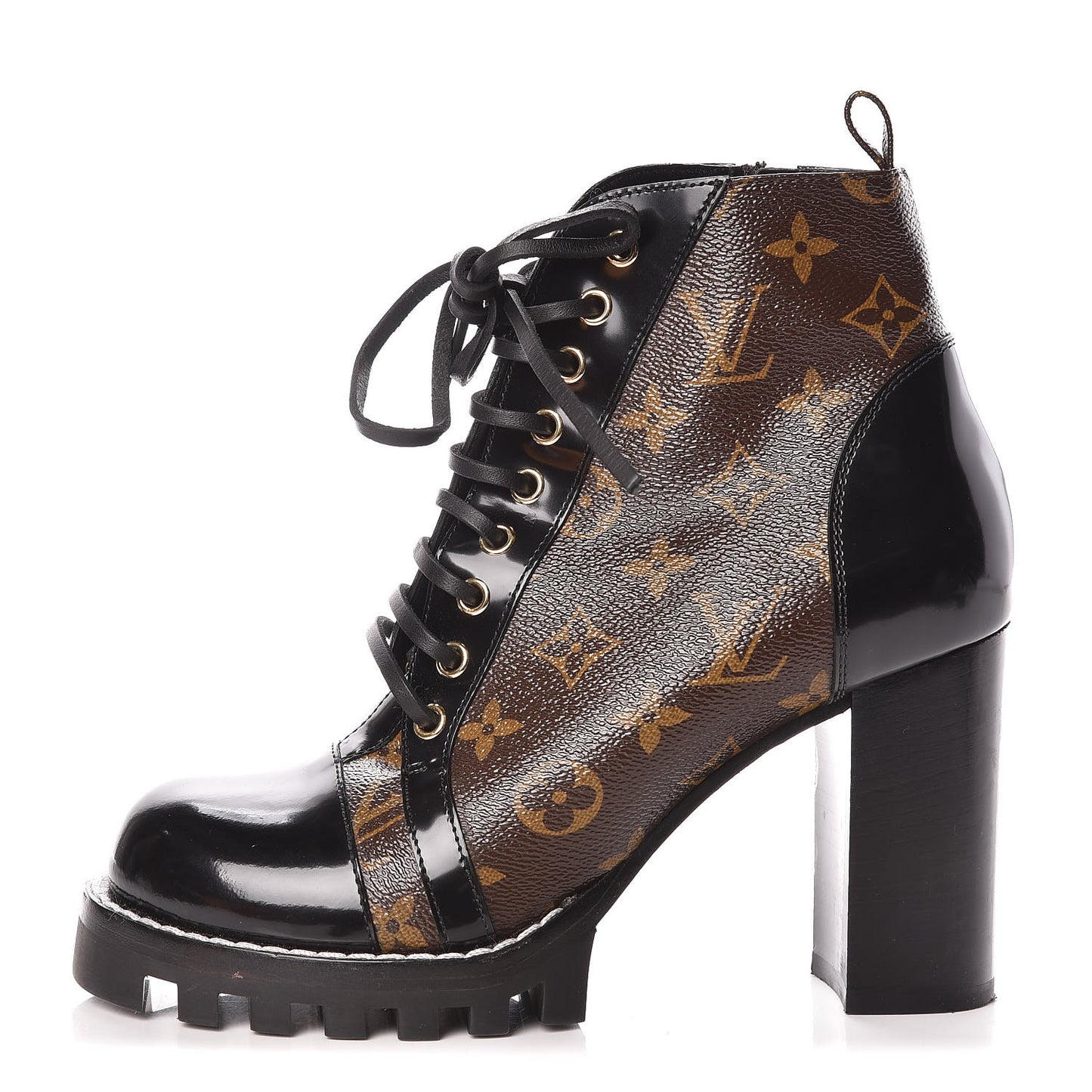 Patent Calfskin Monogram Star Trail Ankle Boots 39 Black