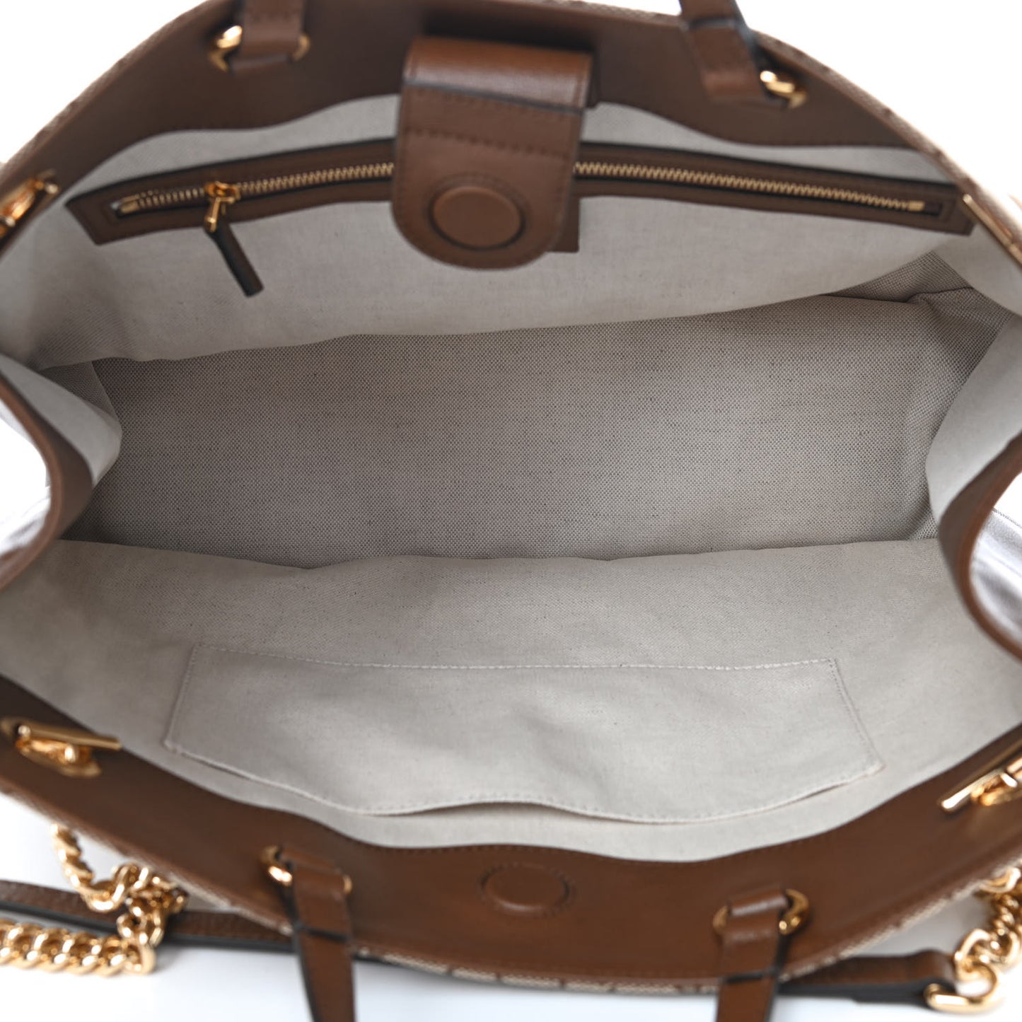 Monogram Calfskin Large Horsebit 1955 Tote Bag Beige Brown Sugar