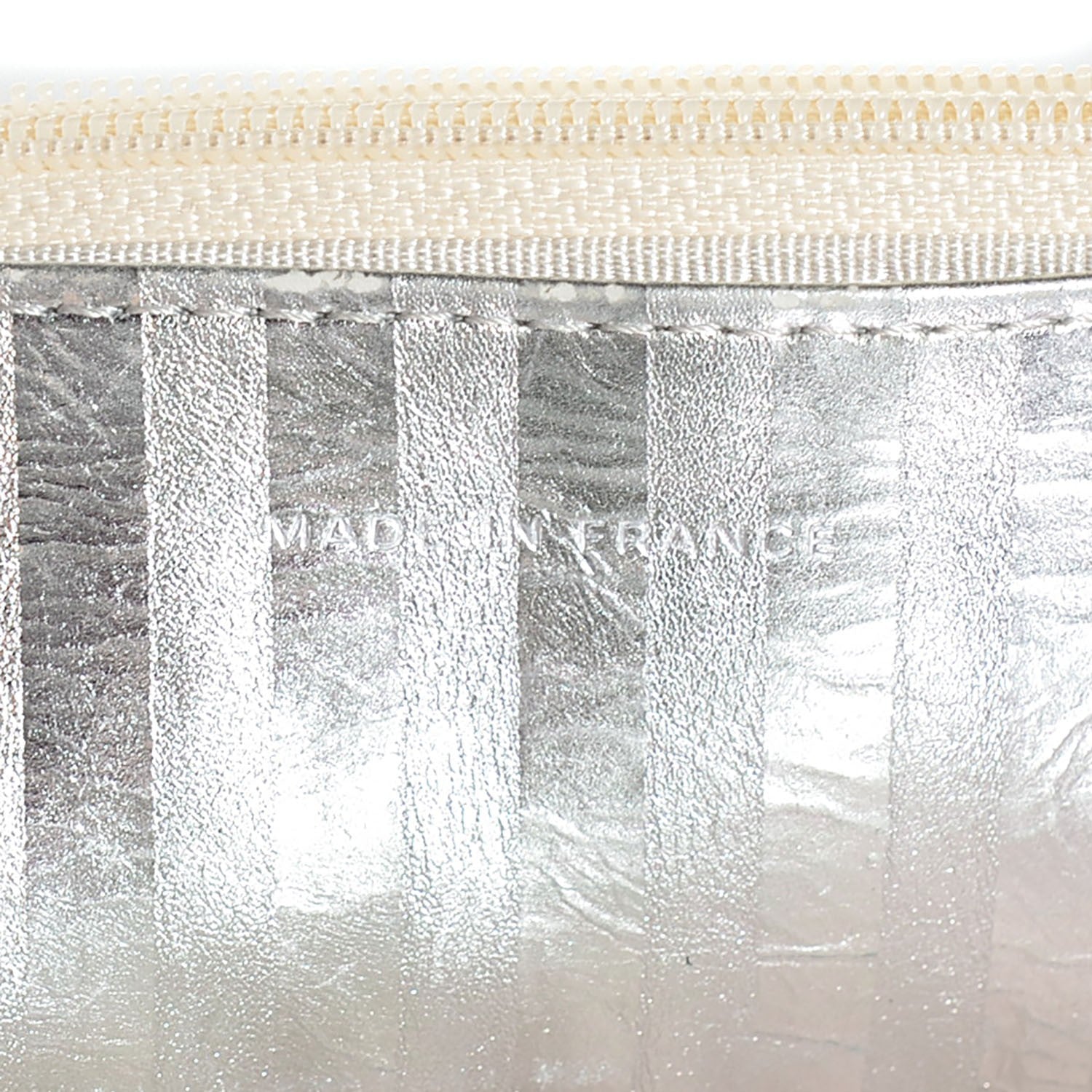 Chanel Metallic Aged Calfskin Striped Reissue Wallet On Chain WOC Silver 8 of 9