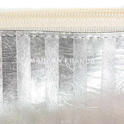 Chanel Metallic Aged Calfskin Striped Reissue Wallet On Chain WOC Silver 8 of 9