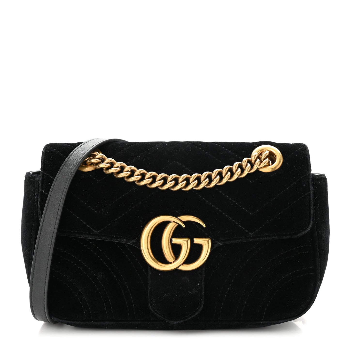 Velvet Matelasse Mini GG Marmont Shoulder Bag Black
