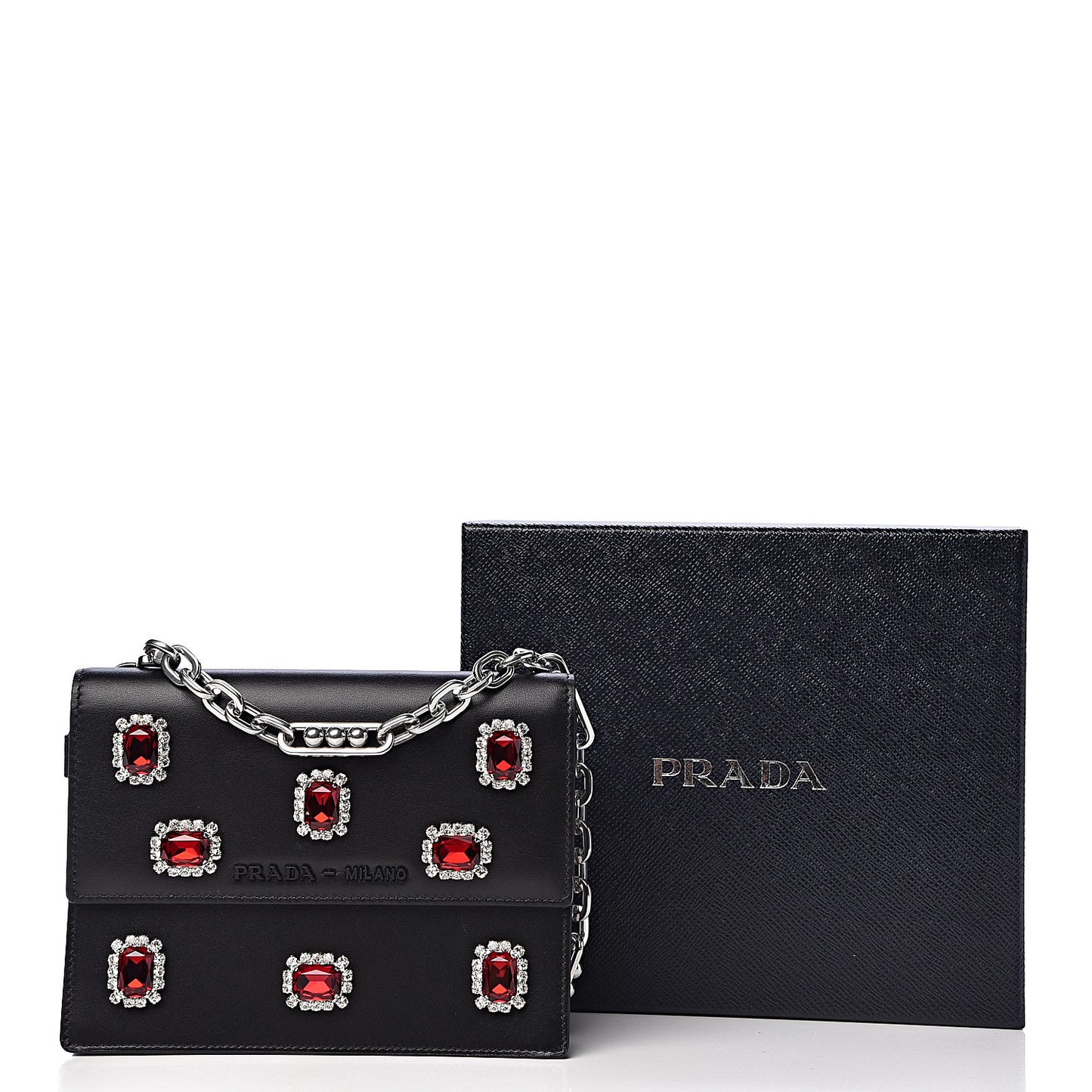 City Calfskin Crystal Embellished Mini Shoulder Bag Black
