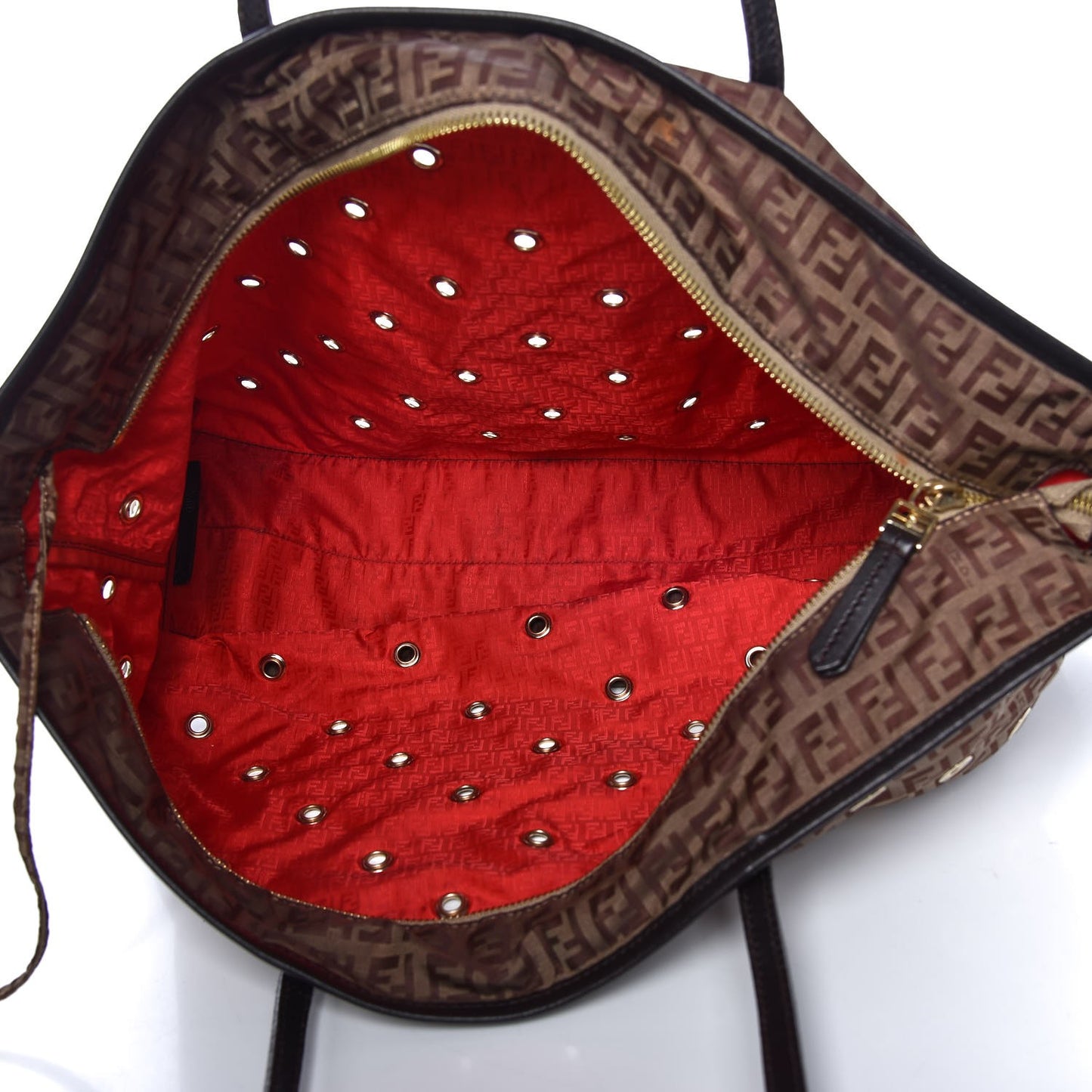 Nylon Zucchino Grommet Medium Roll Tote Mogano Panna Red Moro
