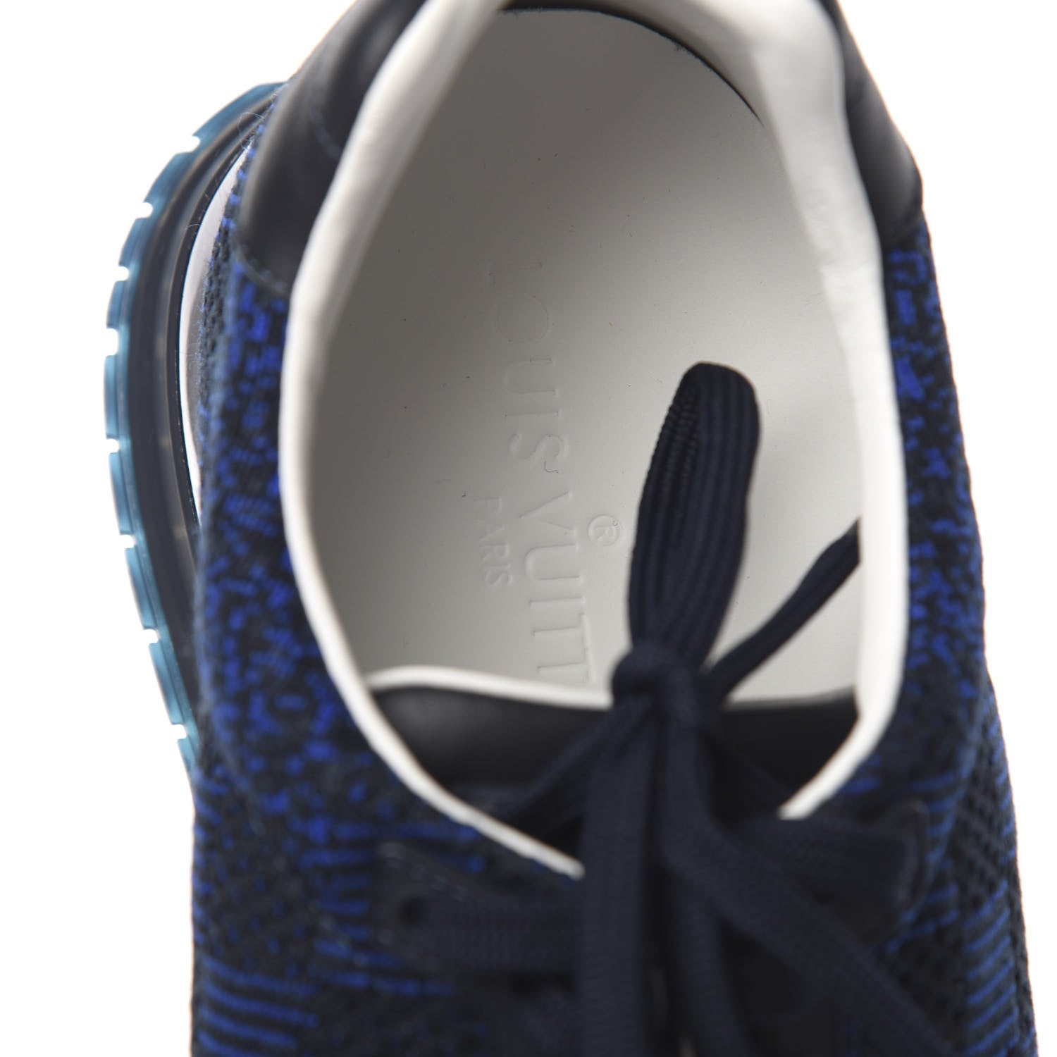 Louis Vuitton Calfskin Damier Run Away Sneakers 9 Pacific Blue 7 of 9