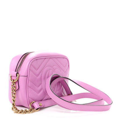Gucci Calfskin Matelasse Mini GG Marmont Chain Shoulder Bag Candy Mousse 3 of 12