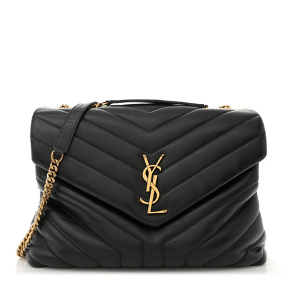 Saint Laurent Calfskin Y Quilted Monogram Medium Loulou Chain Satchel Black 1 of 13