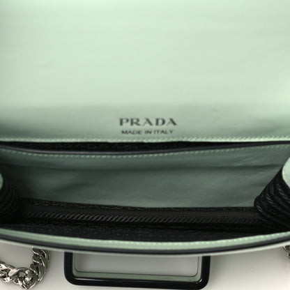 Prada Spazzolato Soft Calfskin Plex Ribbon Bag Acqua 4 of 7