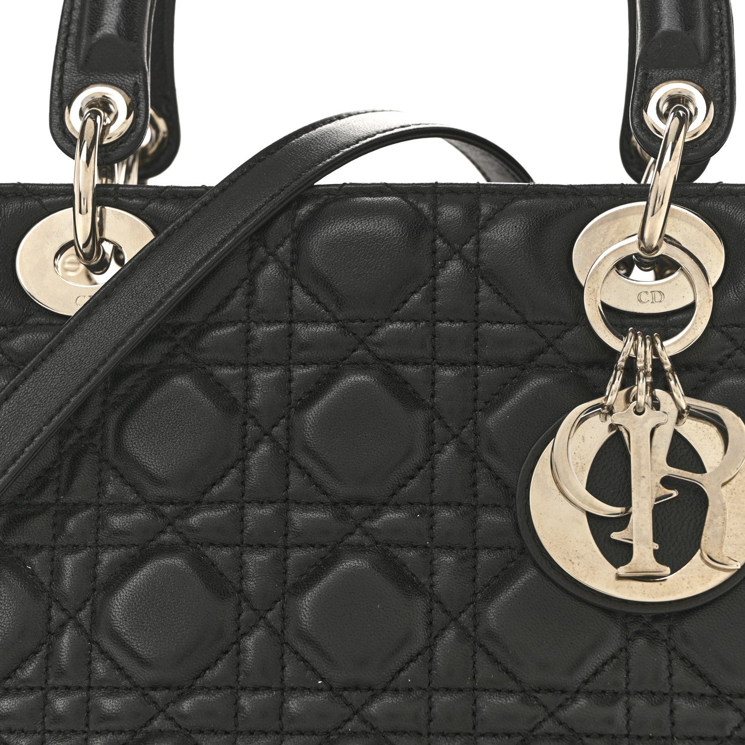 Christian Dior Lambskin Cannage Medium Lady Dior Black 8 of 15