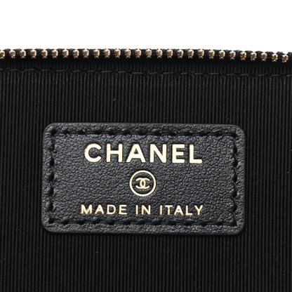 Chanel Lambskin Camellia Embossed Small Vanity Case With Chain Black 6 of 9