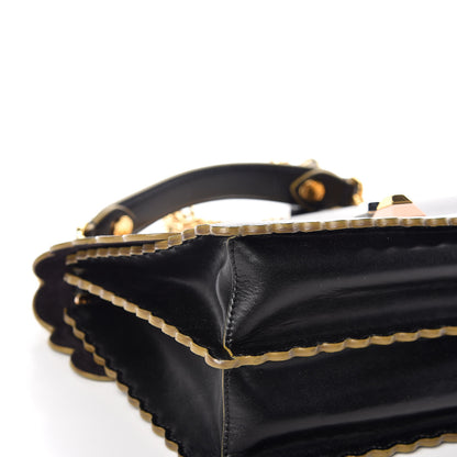 Fendi Vitello Liberty Scalloped Studded Kan I Shoulder Bag Black 6 of 18