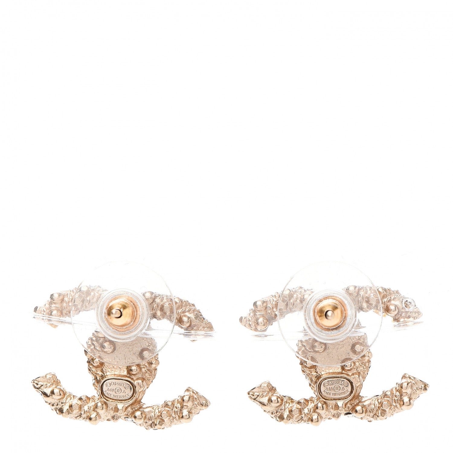 Chanel Crystal CC Earrings Light Gold 4 of 5