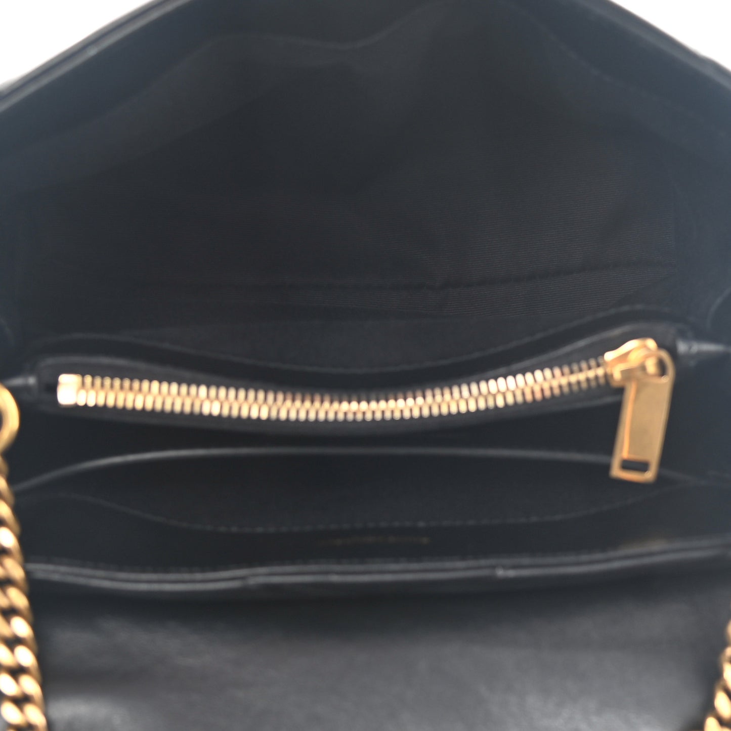 Calfskin Y Quilted Monogram Small Loulou Chain Satchel Black