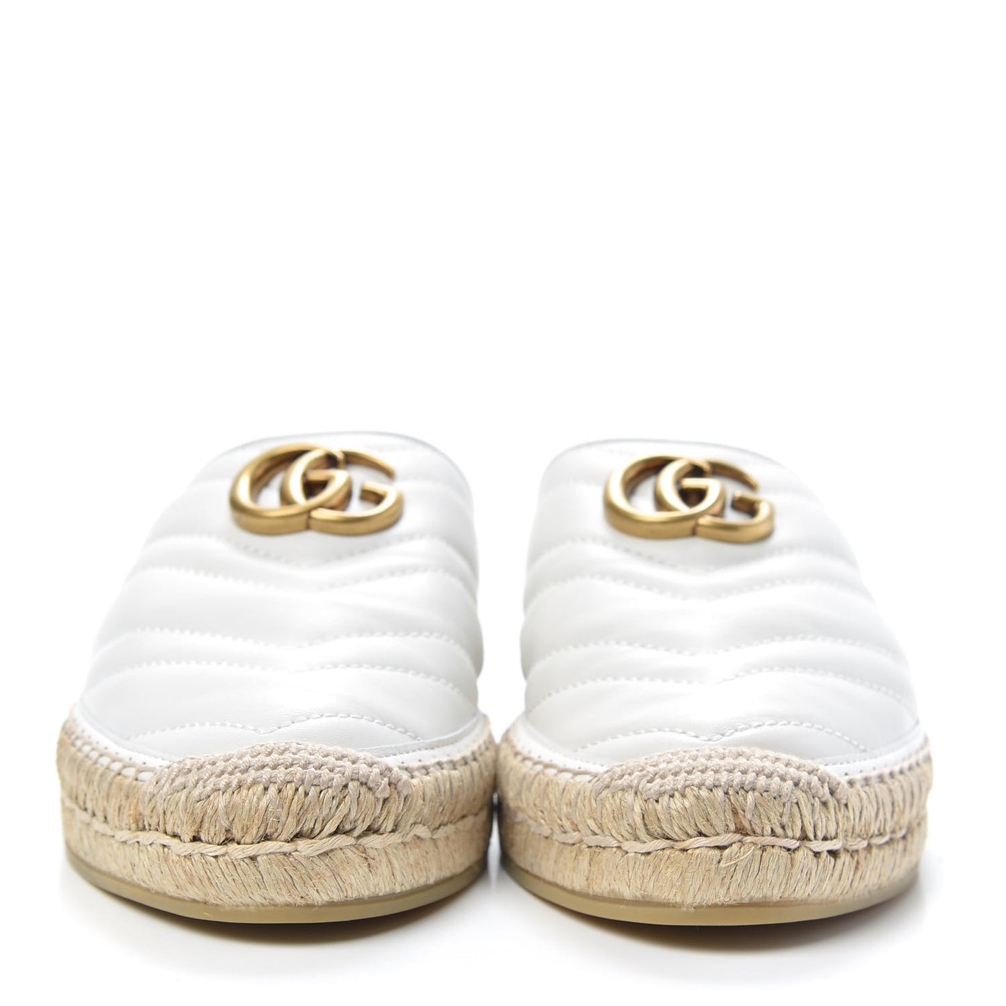 Nappa Matelasse GG Marmont Espadrille Slippers 38 Great White