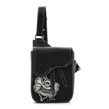 Christian Dior X SHAWN STUSSY Grained Calfskin Saddle Messenger Bag Black 1 of 11