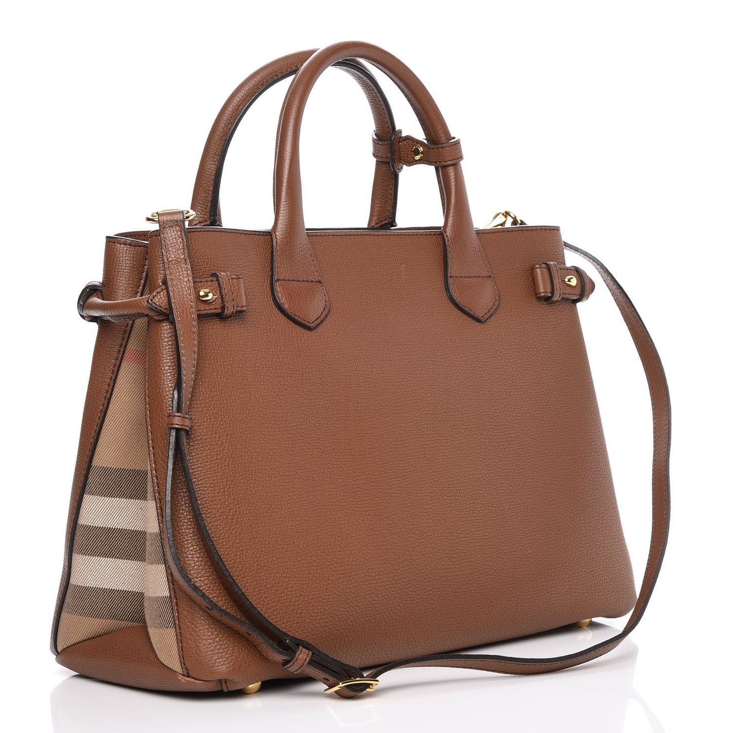 Grainy Calfskin House Check Medium Banner Tote Tan
