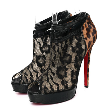 Christian Louboutin Lace Calf Hair Leopard Bridget 140 Ankles Booties 39 Black 3 of 8