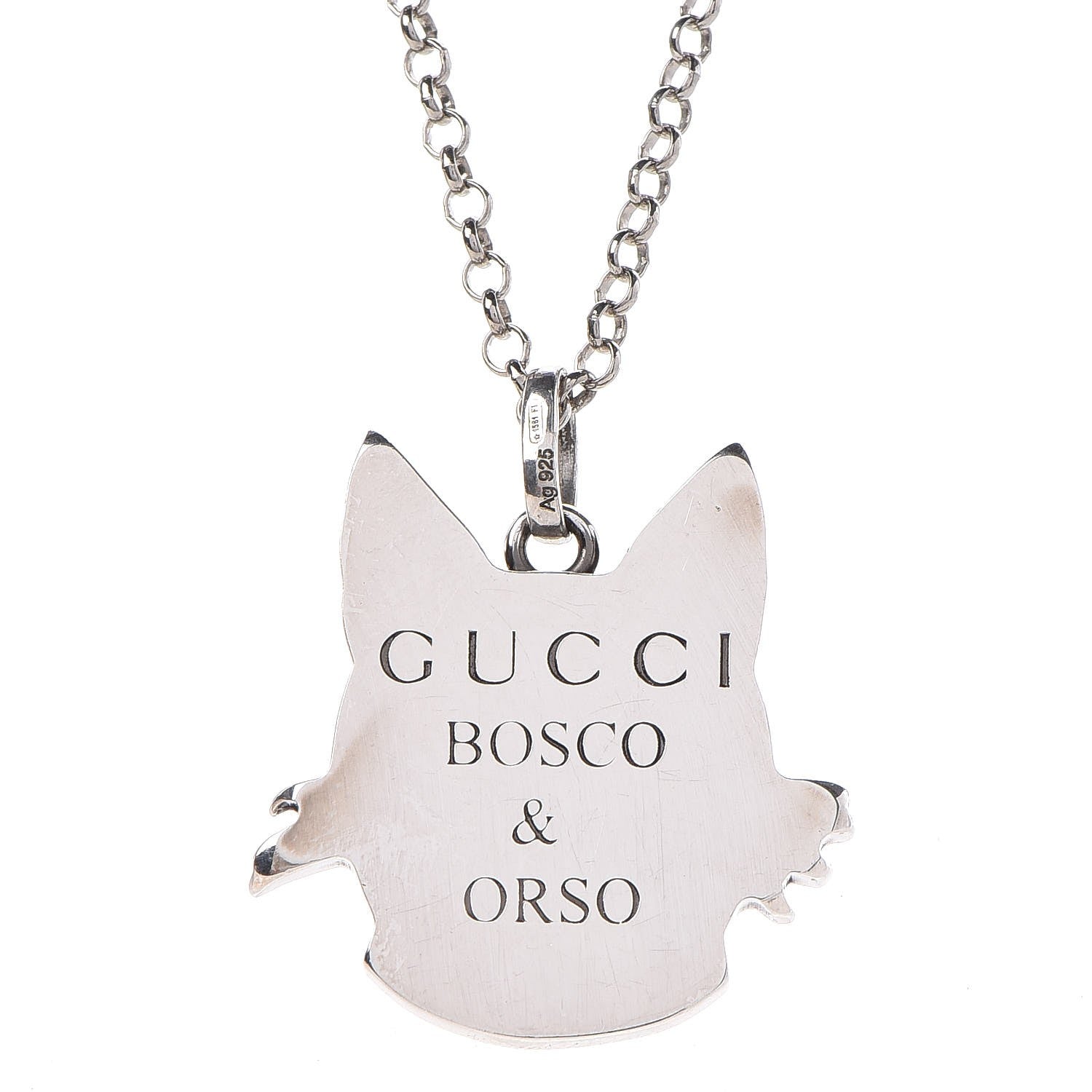Gucci Sterling Silver Enamel Bosco Pendant Necklace 5 of 8