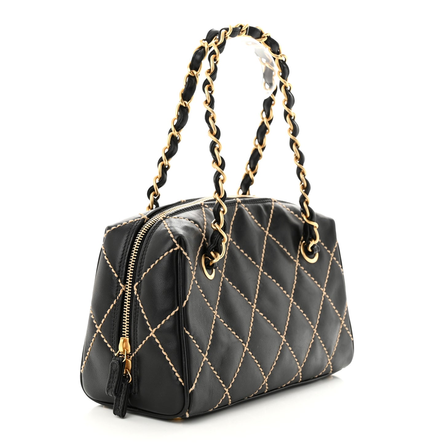Calfskin Wild Stitch Chain Bag Black