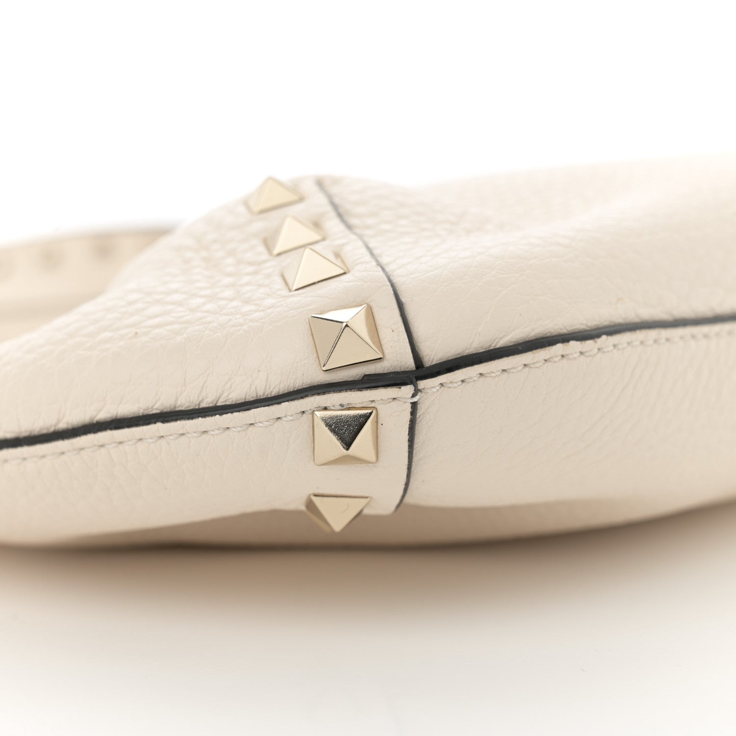 Valentino Garavani Pebbled Calfskin Small Rockstud Flip Lock Hobo White 8 of 9