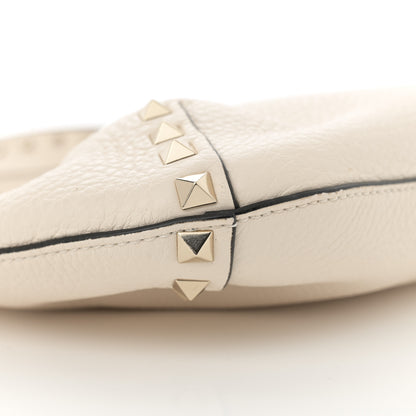 Valentino Garavani Pebbled Calfskin Small Rockstud Flip Lock Hobo White 8 of 9