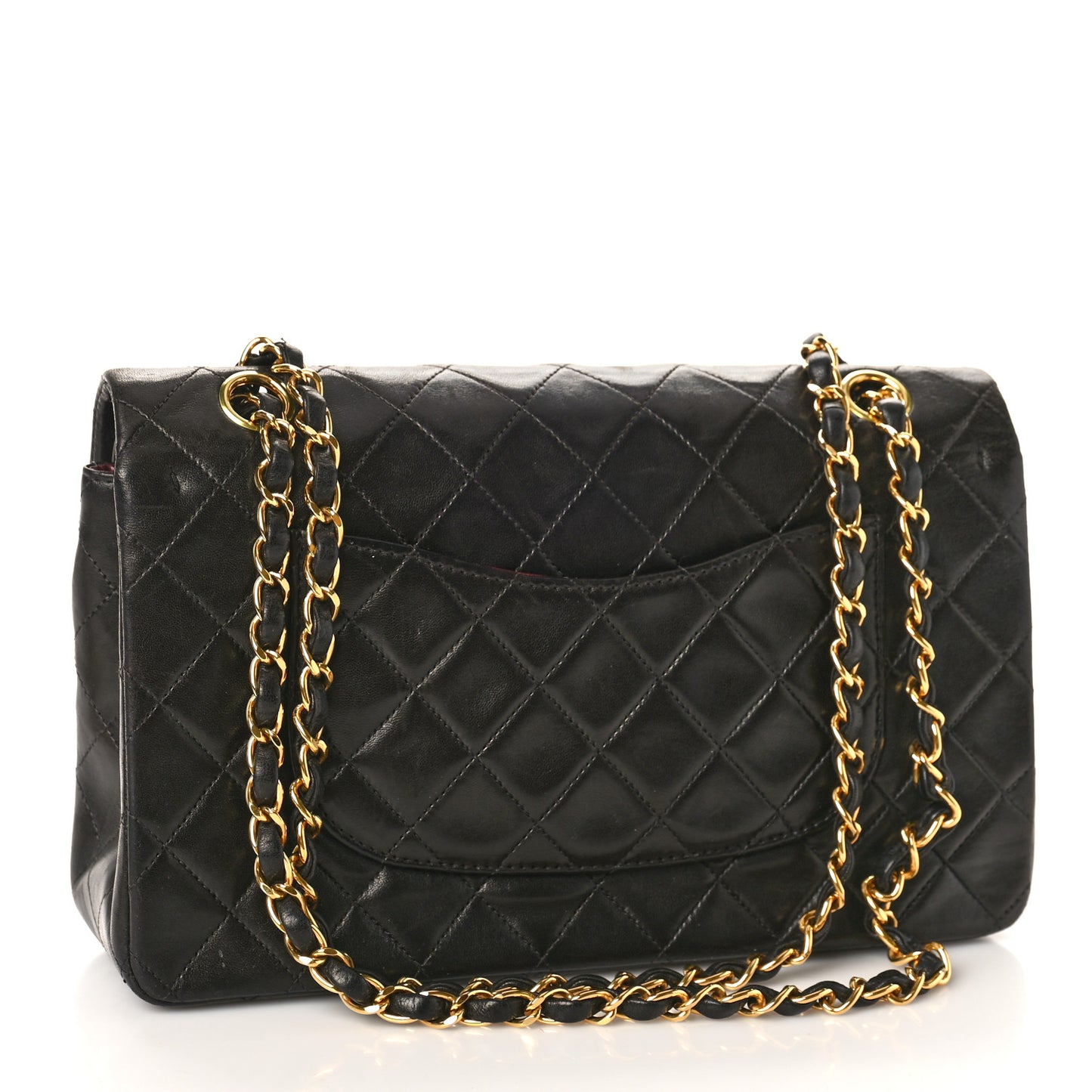 Lambskin Quilted Medium Double Flap Black