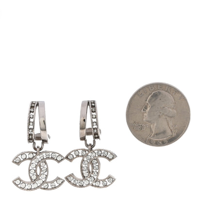 Chanel Crystal CC Drop Earrings Silver 2 of 5
