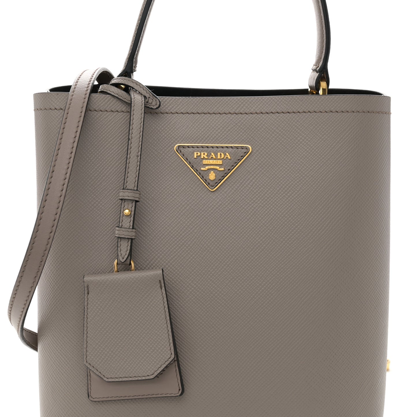 Saffiano Cuir Medium Panier Bucket Bag Argilla