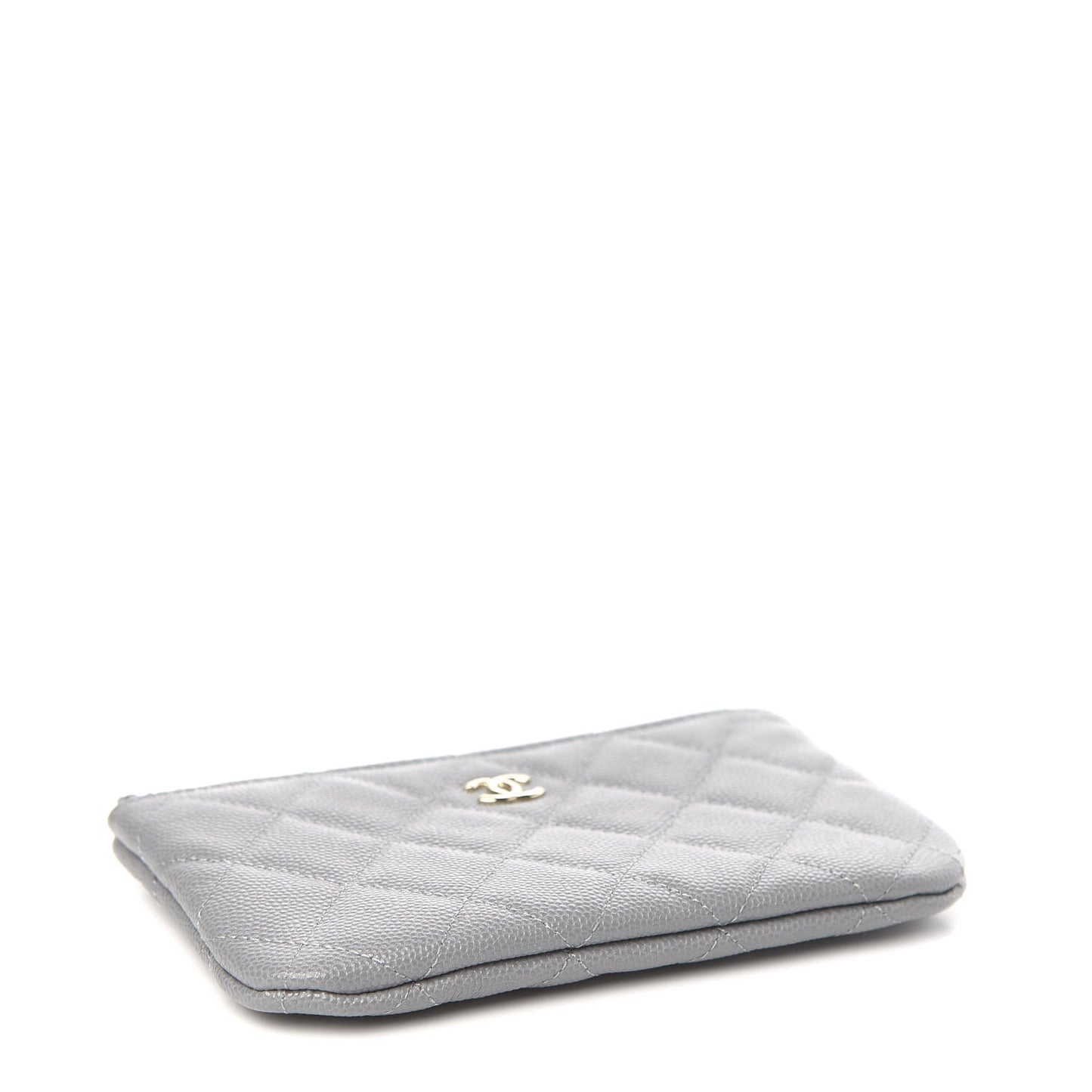 Caviar Quilted Small Cosmetic Case Grey